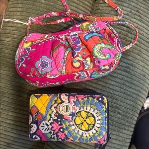 Vera Bradley Bundle Floral Quilted Bag and Wallet Set